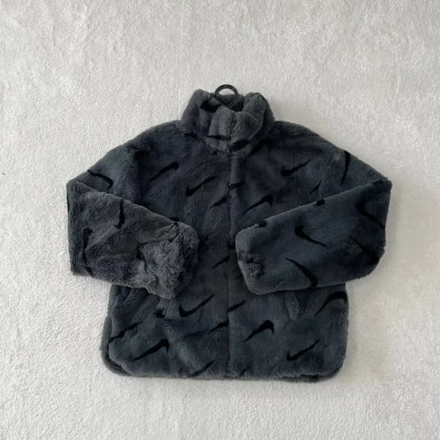 S 나이키 여성 플러시 퍼 후리스자켓