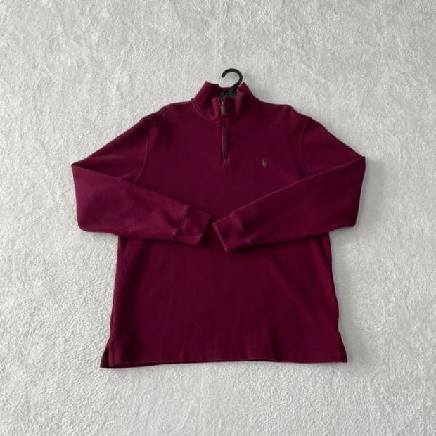 M 폴로 버건디 반집업 니트