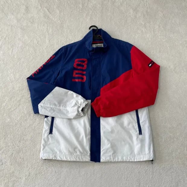 L 타미힐피거 컬러블록 바람막이 자켓
