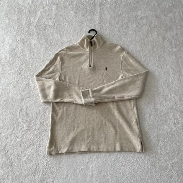 M 폴로 반집업 하프집 니트 남성 베이지