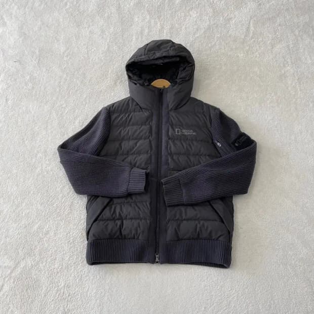 L 내셔널지오그래픽 다운 니트패딩 자켓 100