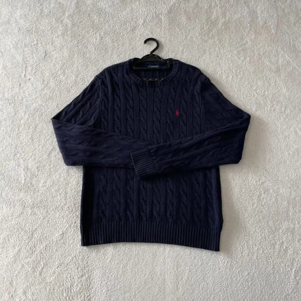 M 폴로 케이블 꽈배기니트 네이비
