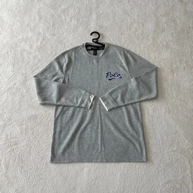 L 폴로 와플 니트 롱슬리브