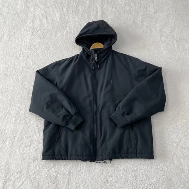 105 입생로랑 올드스쿨 누빔 후드패딩 자켓 XL 블루종