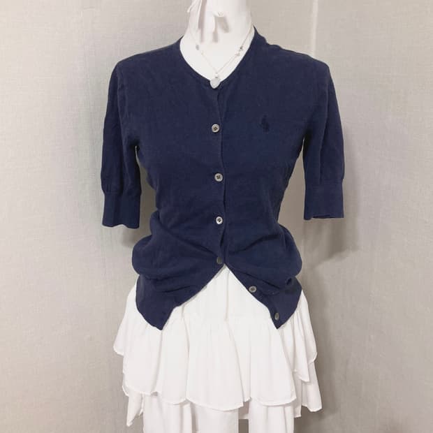 폴로 4부? 네이비 가디건 S
