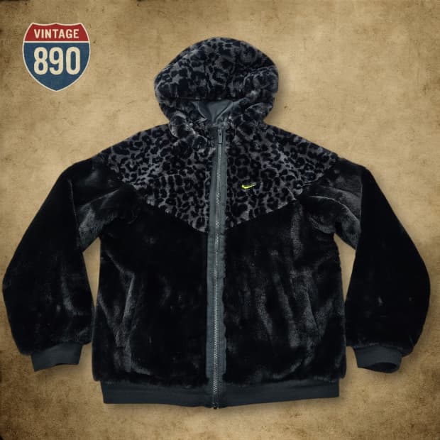 [XL] NIKE 나이키 스우시 레오파드 페이크퍼 자켓