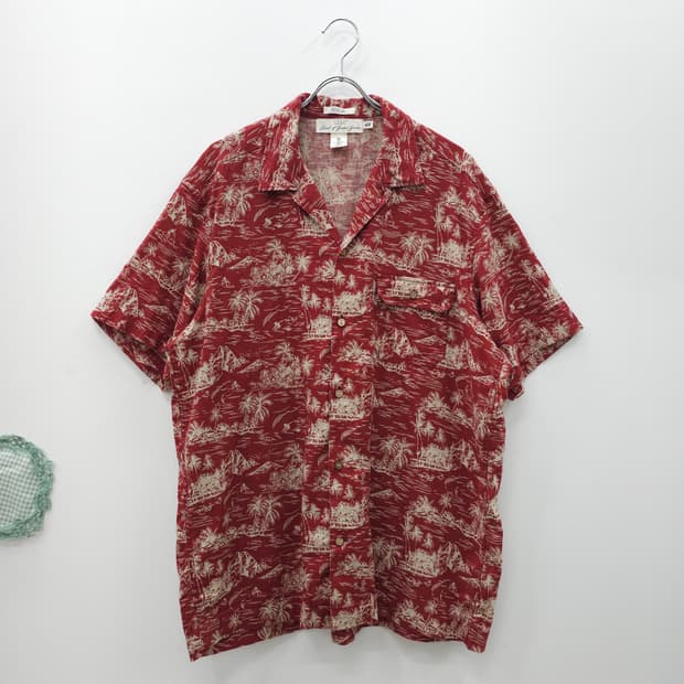 JPN H&M 린넨혼방 하와이안 반팔셔츠