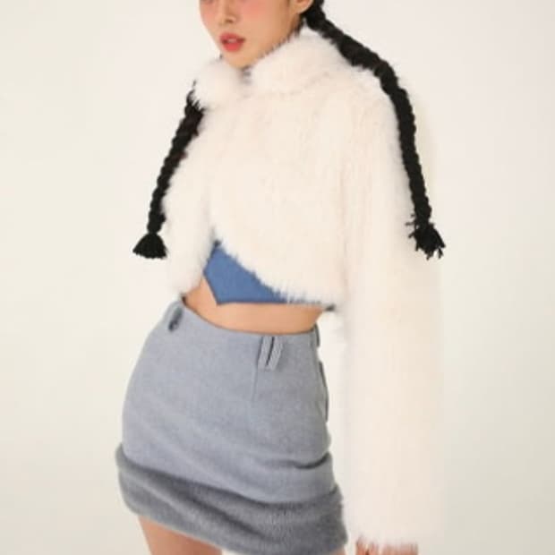 어글리쉐도우 크롭 퍼자켓