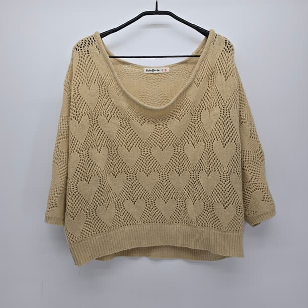 Cutie Blonde 크로셰 하트 니트