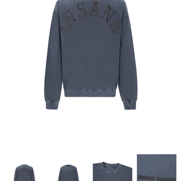 인세인개러지 워싱 맨투맨 네이비