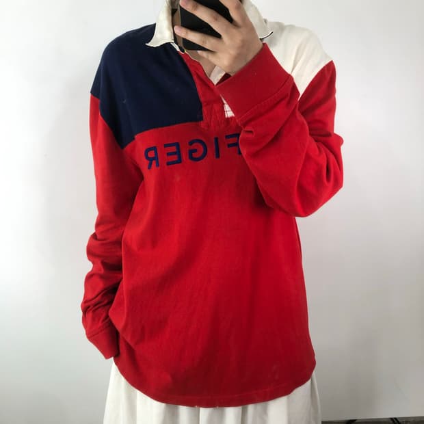 [XL] 타미힐피거 배색 카라티