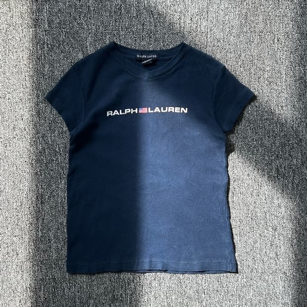 랄프로렌 네이비 레터로고 반팔티셔츠 