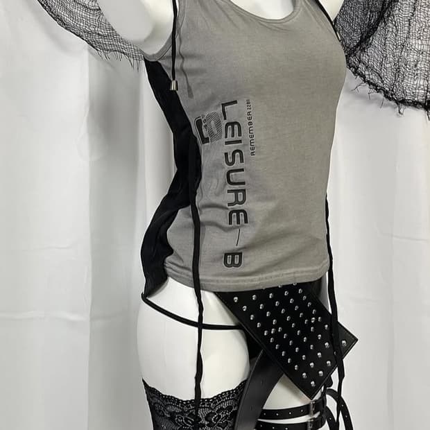 슬리브리스 후드 배색 펑크 y2k 힙