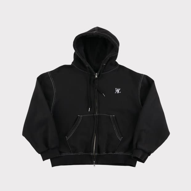 [S] 우알롱 시그니처 스티치 후드집업