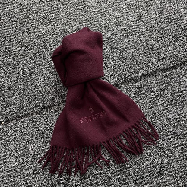 90s 지방시 캐시미어 머플러 버건디 3036