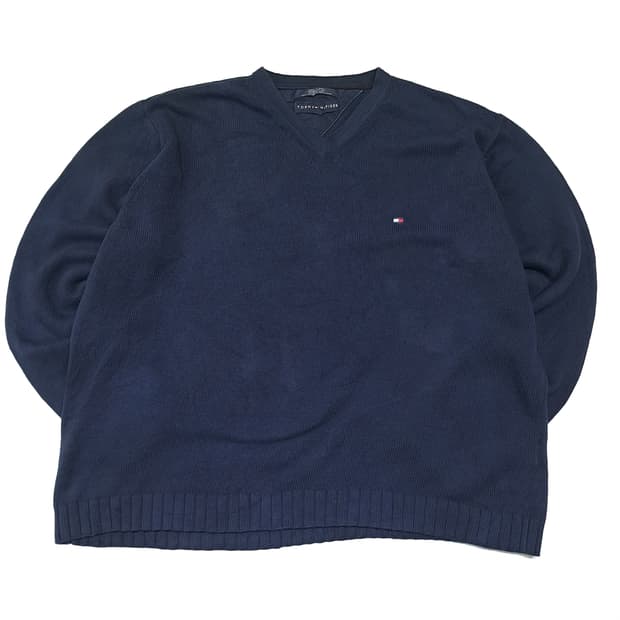 CL823 XL 타미힐피거 90s 박스핏 브이넥 네이비 니트 스웨터