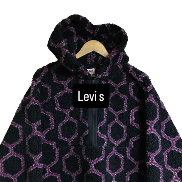 리바이스 90s 패턴 후리스 아노락 자켓