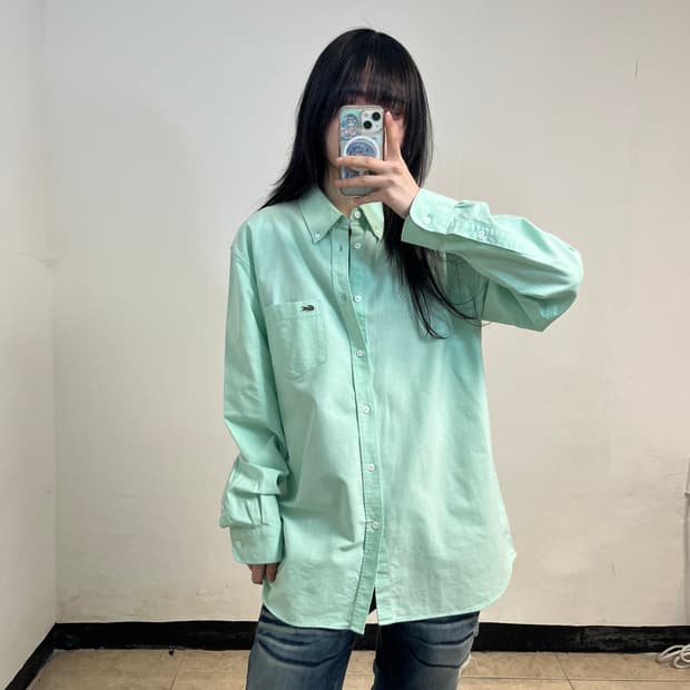 Lacoste mint check shirt