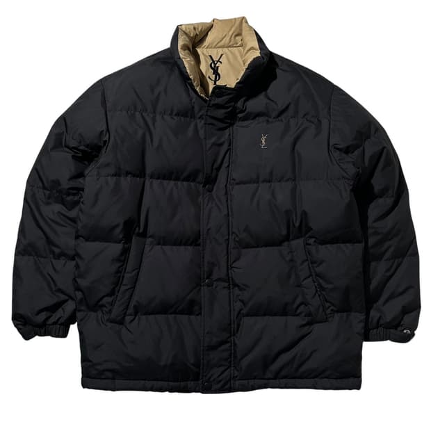 입생로랑 덕다운 체스트로고 패딩 블랙