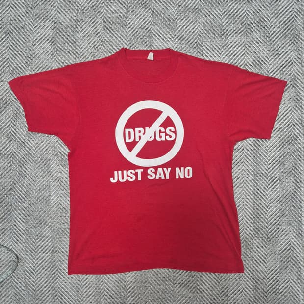 80s 빈티지 "NO DRUG" 싱글스티치 티셔츠 (XL)