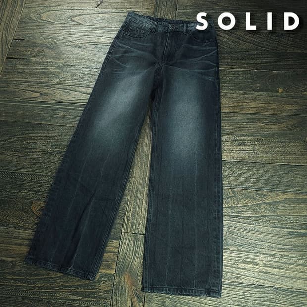 솔리드 옴므 22 FW 워시드 와이드 데님 팬츠 청바지 P02040
