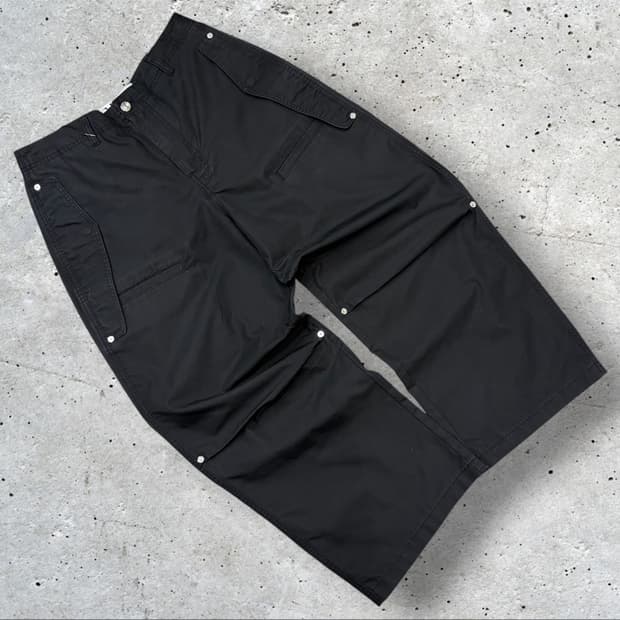 [M] 세터 블랙 와이드 카고 바지 팬츠 D640