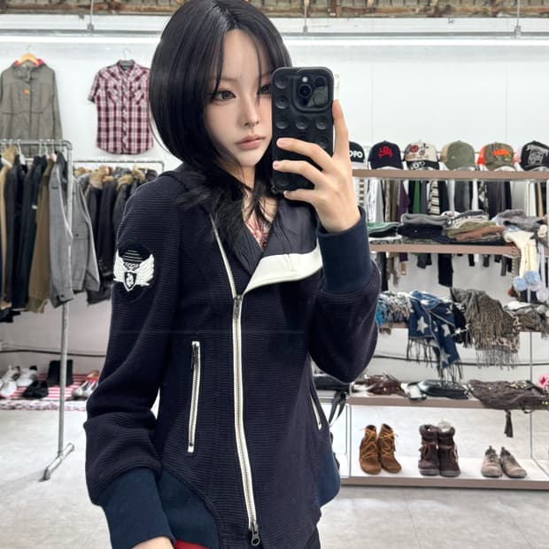 Doney 투웨이 비대칭 후드 자켓