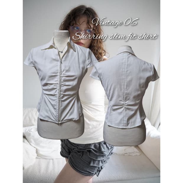 Vintage 06 Shirring slim fit shirt