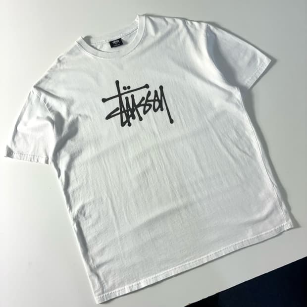 Stussy 스투시 스탁로고 베이직 화이트 반팔티셔츠