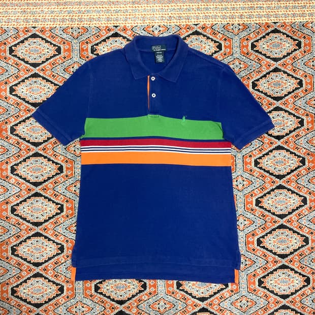 폴로랄프로렌 스트라이프 블루 반팔카라티 M(10-12)