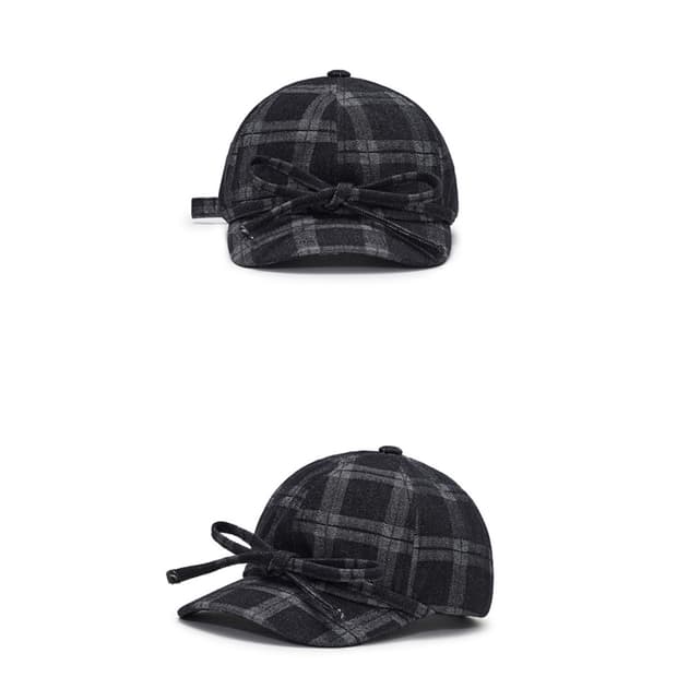 어썸니즈 베이직 볼캡 리본 체크 블랙