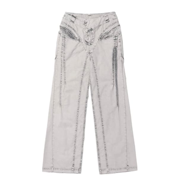 미스치프 블리치드 핀턱 팬츠 그레이 M