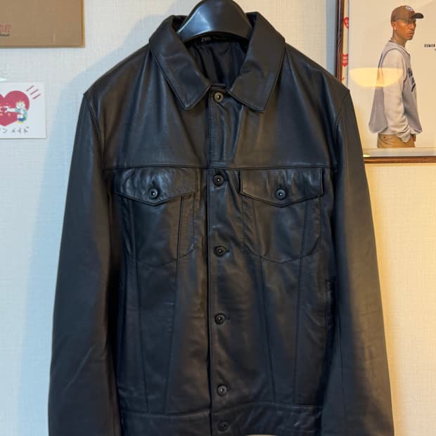 Zara 자라 양가죽 트러커 자켓 블랙