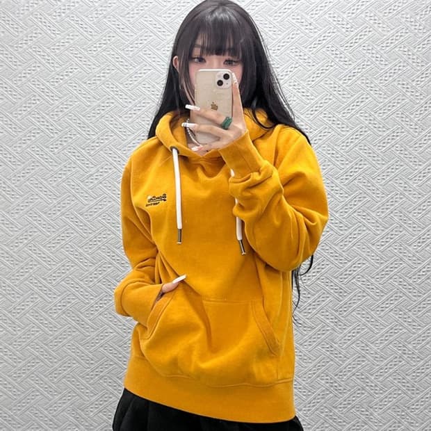 슈퍼드라이 Y2K 레트로 빈티지 머스타드 후드티 L C10742