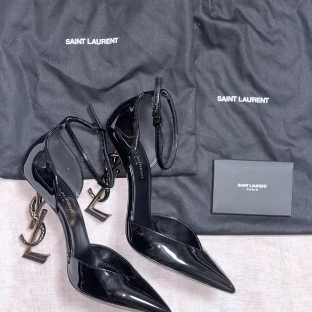 정품 Saint Laurent opyum 생로랑 오피움 스네이크 샌들 힐