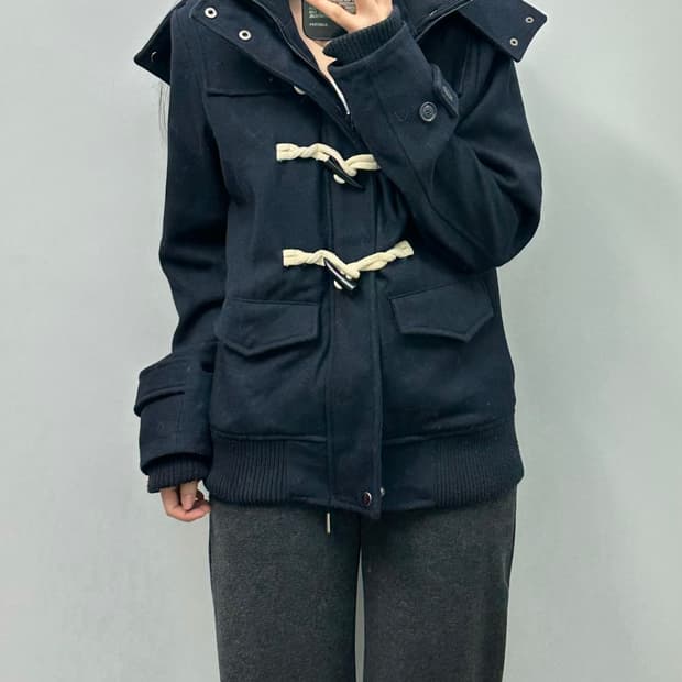 Vintage 빈티지 블랙 더플 떡볶이 코트