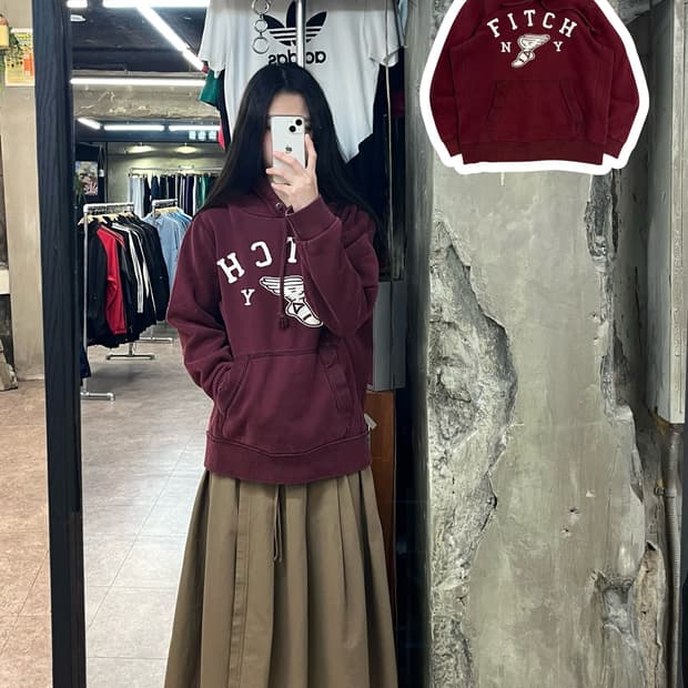 아베크롬비 기모 후드티 버건디 L #csz2737 