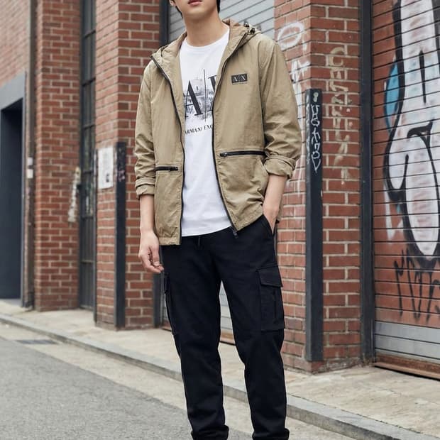 A|X 아르마니 익스체인지 나일론 후드 바람막이