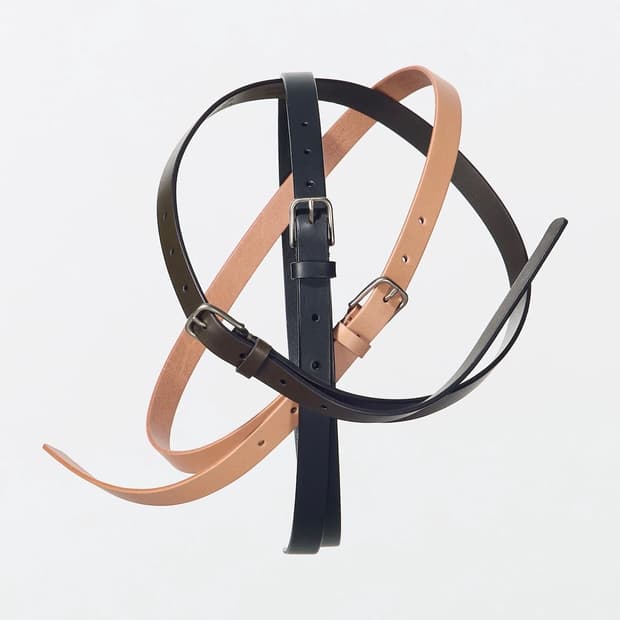 유니클로u 내로우 롱 레더 벨트 블랙,다크브라운/L