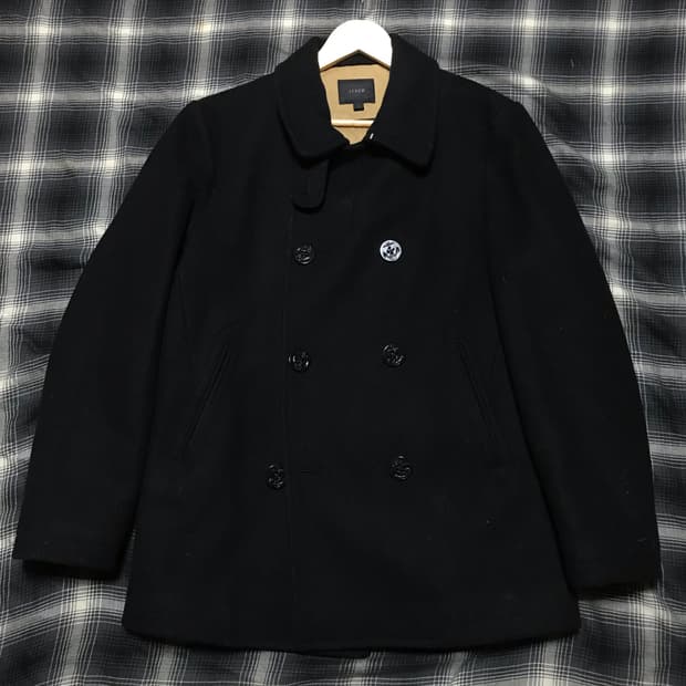 90s 제이크루 밀리터리 복각 헤비 울 피코트 블랙