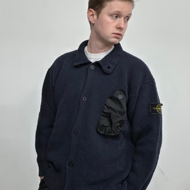 96AW 스톤 아일랜드 다크 네이비 울 가디건
