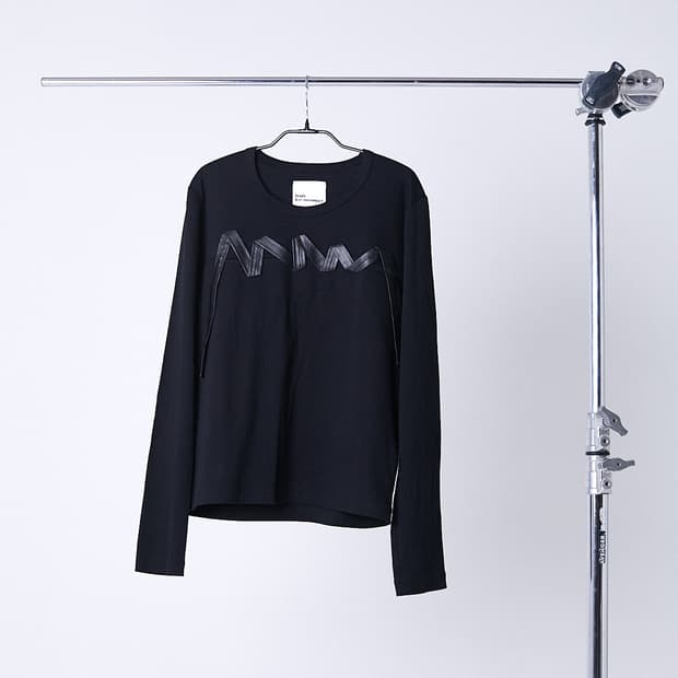 Leahter Trim Long Sleeve T-Shirt