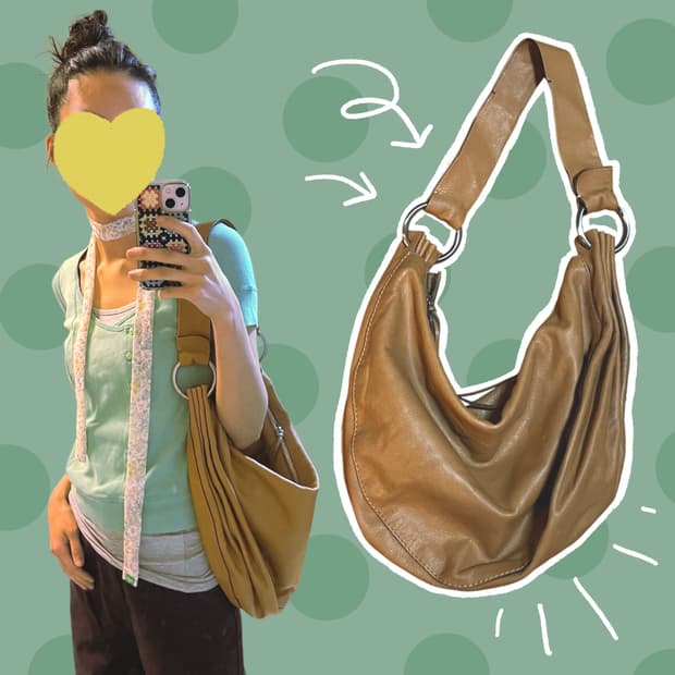 빈티지 양가죽 카멜 숄더백 / 레더 크로스백