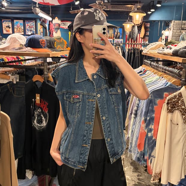 paco 포켓 카라 데님 조끼