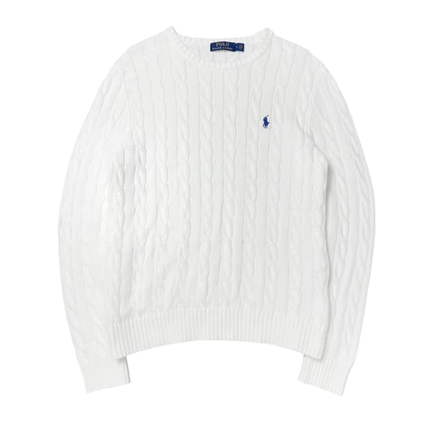 폴로 랄프로렌 신형라벨 케이블 니트 화이트