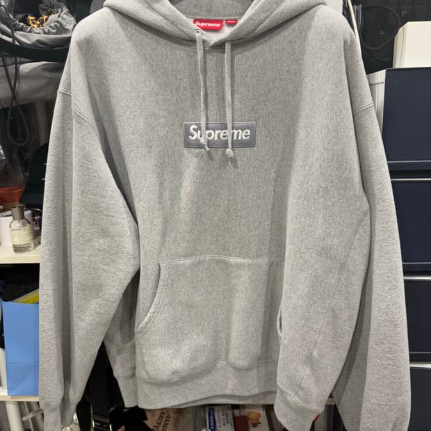 [XXL] 슈프림 박스로고 후드 스웨트셔츠 헤더 그레이 - 24FW