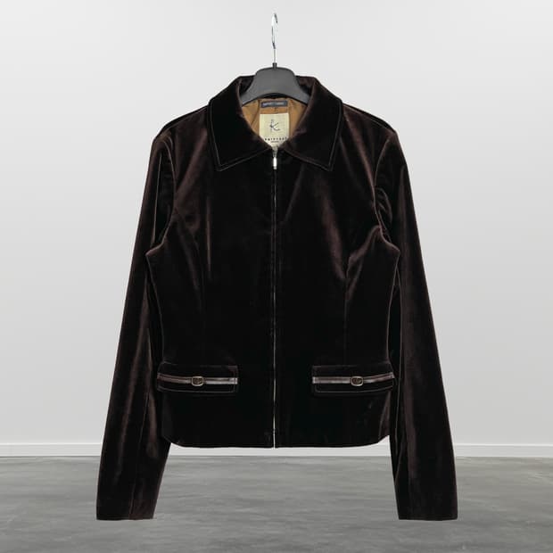 KUMIKYOKU 벨벳 집업 자켓