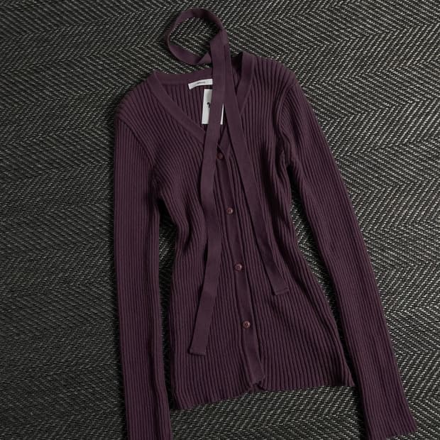 빈티지 우먼스 골지 슬림핏 초커 니트y 3540