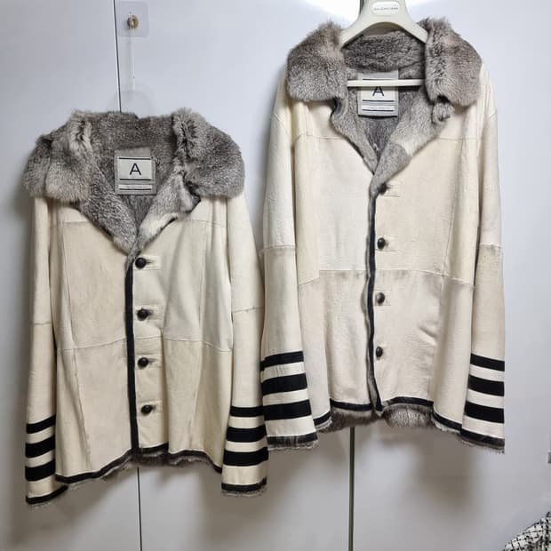 안드레아 폼필리오 스웨이드 가죽 시어링 무스탕