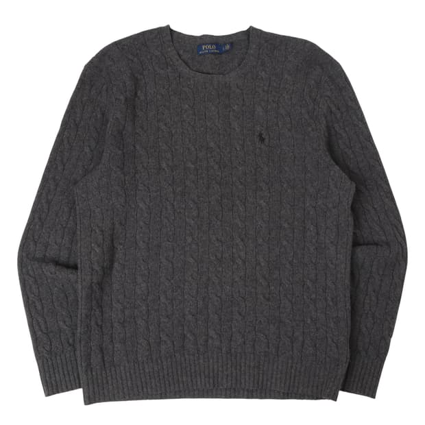 폴로 랄프로렌 그레이 울 캐시미어 케이블 니트
